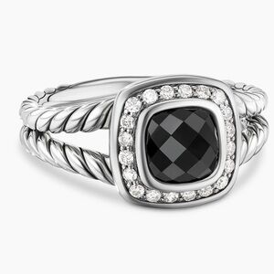 David Yurman Black Onyx and Diamonds Petite Albion Cable Ring